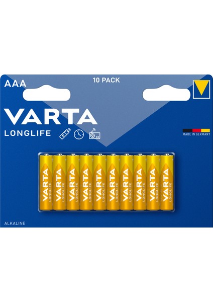 VARTA Longlife AAA Alkalin kalem pil 10'lu paket