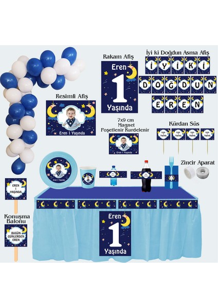 Aydede Temalı Kişiye Özel Doğum Günü Seti 10 Kişilik - 131 Parça Dev Set