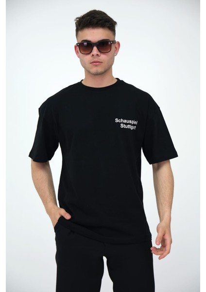 Erkek Oversize Bisiklet Yaka Basic Kısa Kollu Yazı Baskılı T-Shirt modelleri