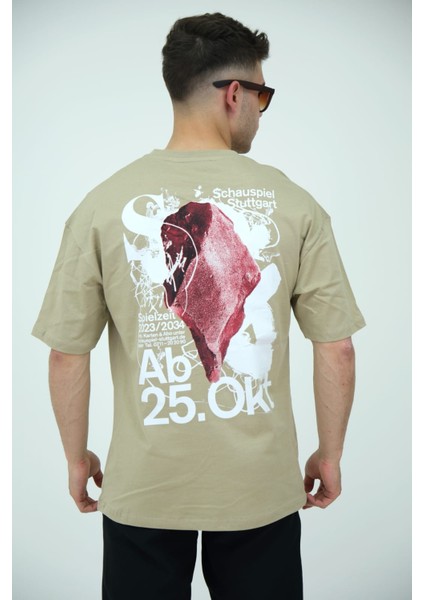 Erkek Oversize Bisiklet Yaka Basic Kısa Kollu Yazı Baskılı T-Shirt fiyatları