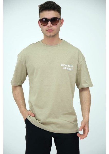 Erkek Oversize Bisiklet Yaka Basic Kısa Kollu Yazı Baskılı T-Shirt modelleri