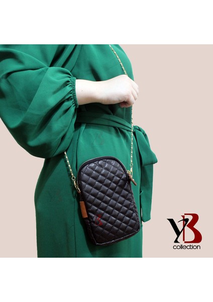 Yb Collection Kapitone Yumuşak Deri Kumaş Zincir Boyun Askılı Kadın Çantası Telefon Cüzdan Kimlik Siyah Al3943 modelleri