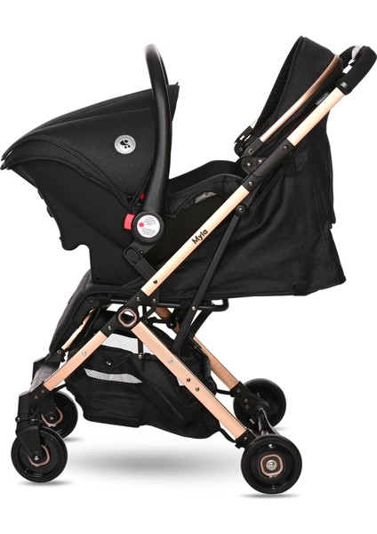 Myla Ayrılıp Birleşebilen Kabin Set İkiz Bebek Arabası - Black