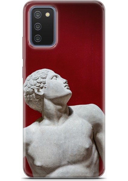Samsung Galaxy M02S Kılıf Uv Baskılı Abxbi 2 Koruyucu Kılıf Heykel Kırmızı