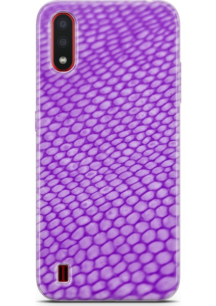 Samsung Galaxy A01 Kılıf Uv Baskılı Abxbi 10 Koruma Kılıfı Mor Petek