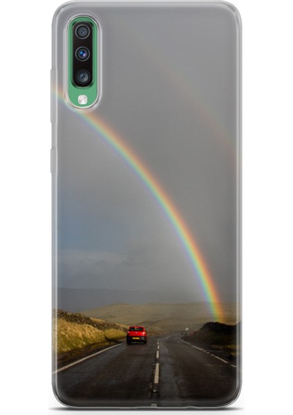 Samsung Galaxy A50 Kılıf Uv Baskılı Abxbi 6 Silikon Gökkuşağı