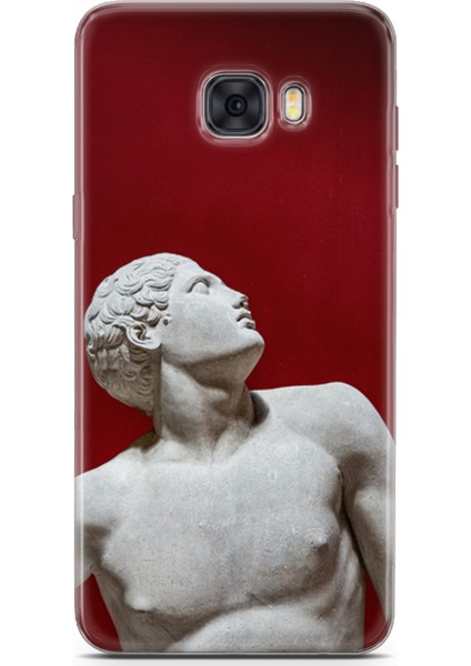 Samsung Galaxy C5 Pro Kılıf Uv Baskılı Abxbi 2 Koruyucu Kılıf Heykel Kırmızı