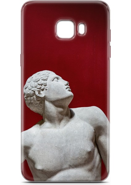 Samsung Galaxy C5 Pro Kılıf Uv Baskılı Abxbi 2 Koruyucu Kılıf Heykel Kırmızı
