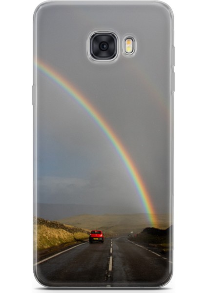 Samsung Galaxy C5 Pro Kılıf Uv Baskılı Abxbi 6 Tasarım Gökkuşağı