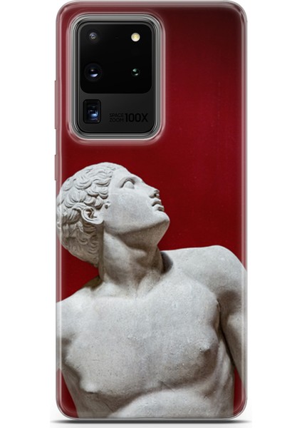 Samsung Galaxy S20 Ultra Kılıf Uv Baskılı Abxbi 2 Koruyucu Kılıf Heykel Kırmızı