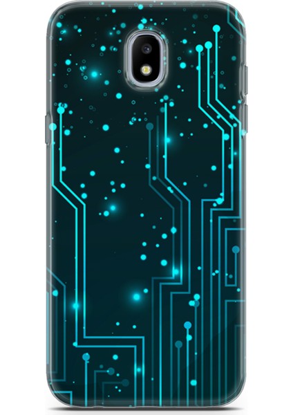Samsung Galaxy J7 Pro Kılıf Uv Baskılı Abxbi 7 Koruma Kılıfı Devreler Tron