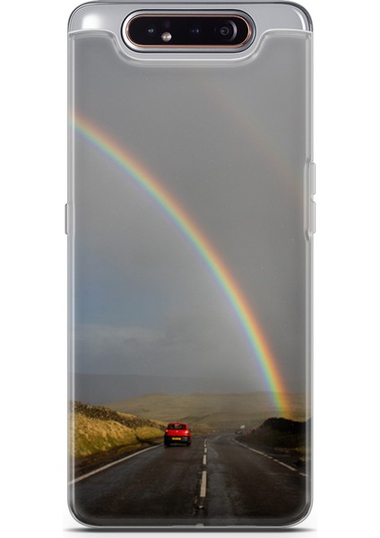 Samsung Galaxy A80 Kılıf Uv Baskılı Abxbi 6 Desenli Gökkuşağı