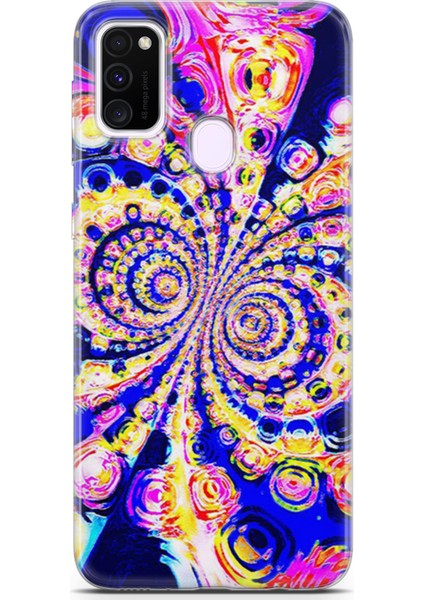 Samsung Galaxy M21 Kılıf Uv Baskılı Abxbi 1 Desenli Renkli Hipnoz