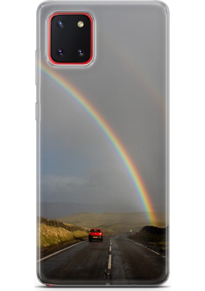 Samsung Galaxy A81 Kılıf Uv Baskılı Abxbi 6 Arka Kapak Gökkuşağı
