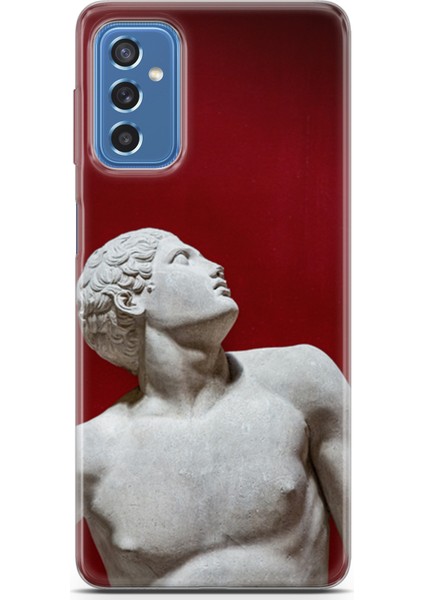 Samsung Galaxy M52 Kılıf Uv Baskılı Abxbi 2 Koruma Kılıfı Heykel Kırmızı