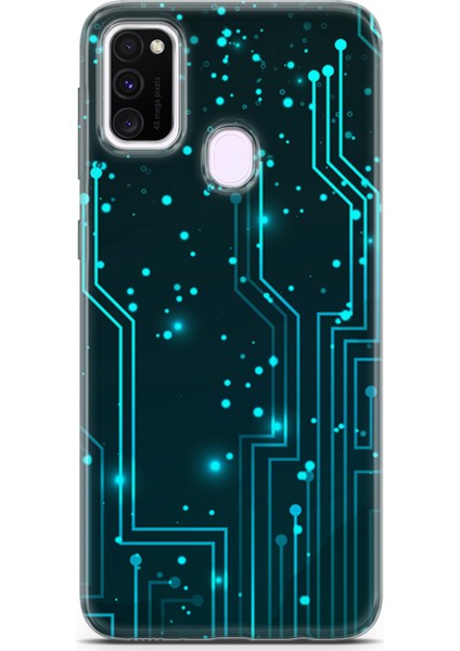 Samsung Galaxy M21 Kılıf Uv Baskılı Abxbi 7 Silikon Devreler Tron