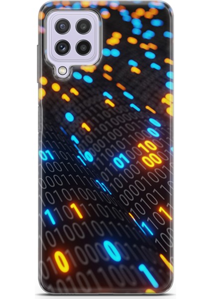 Samsung Galaxy M32 Kılıf Uv Baskılı Abxbi 5 Darbe Emici Binary Kod