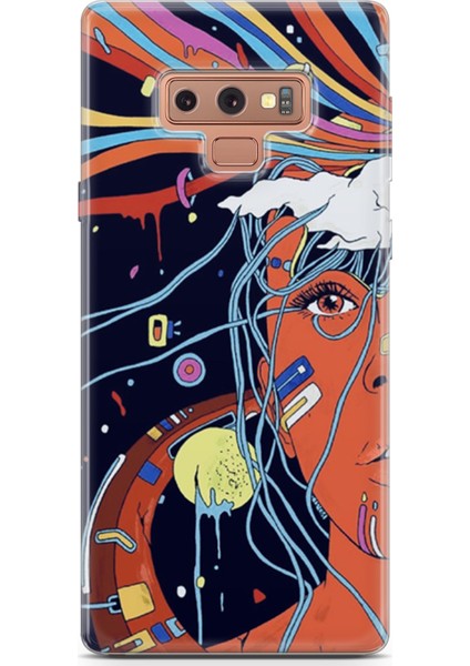 Samsung Galaxy Note 9 Kılıf Uv Baskılı Abxbi 3 Kapak Soyut Yüz