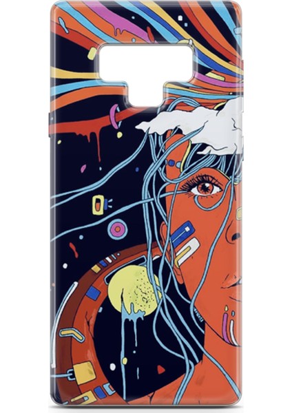 Samsung Galaxy Note 9 Kılıf Uv Baskılı Abxbi 3 Kapak Soyut Yüz