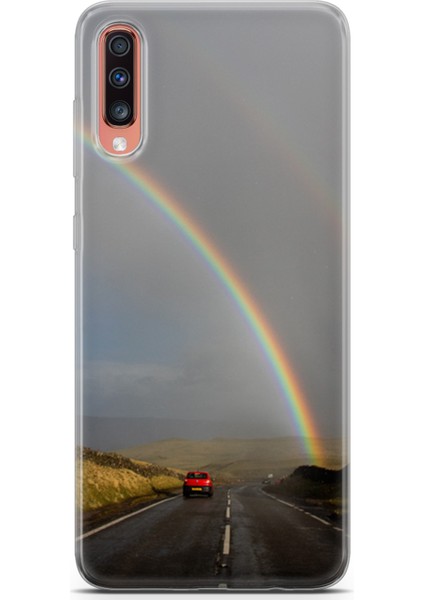 Samsung Galaxy A70 Kılıf Uv Baskılı Abxbi 6 Telefon Kabı Gökkuşağı