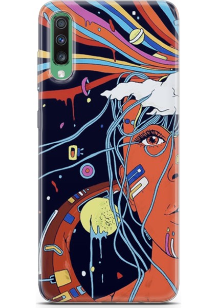 Samsung Galaxy A50 Kılıf Uv Baskılı Abxbi 3 Tasarım Soyut Yüz