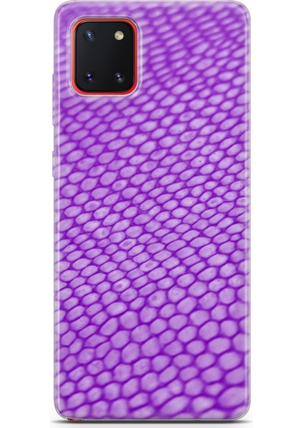 Samsung Galaxy A81 Kılıf Uv Baskılı Abxbi 10 Arka Kapak Mor Petek