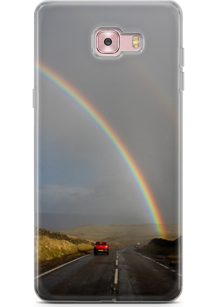 Samsung Galaxy C9 Kılıf Uv Baskılı Abxbi 6 Desenli Gökkuşağı