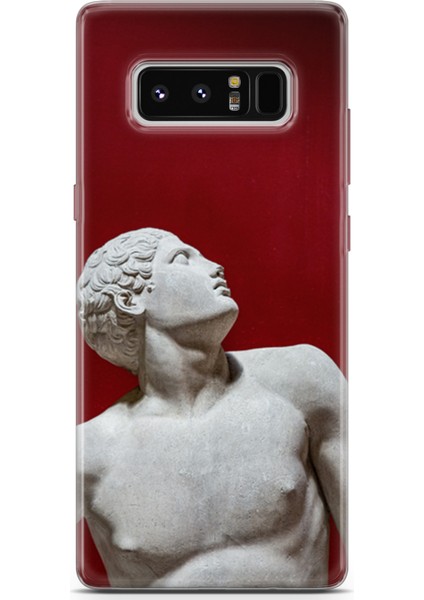 Samsung Galaxy Note 8 Kılıf Uv Baskılı Abxbi 2 Koruyucu Kılıf Heykel Kırmızı
