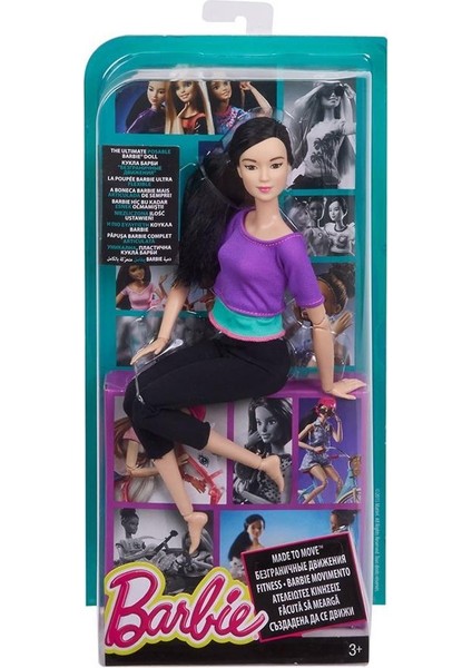 DHL84 Barbie® Sonsuz Hareket Bebeği, Siyah Saçlı- Siyah Taytlı