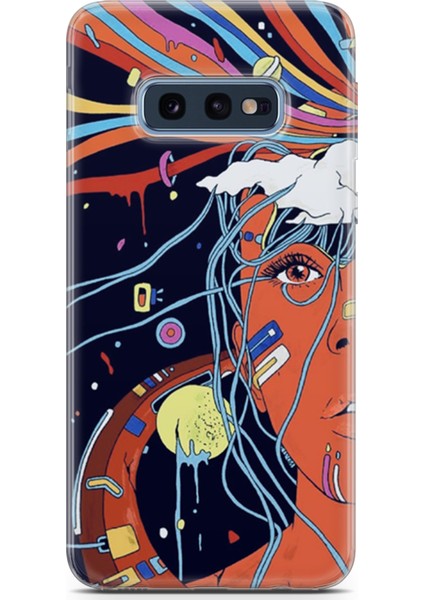 Samsung Galaxy S10E Kılıf Uv Baskılı Abxbi 3 Arka Kapak Soyut Yüz