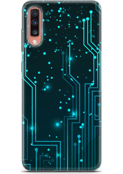 Samsung Galaxy A70 Kılıf Uv Baskılı Abxbi 7 Kapak Devreler Tron