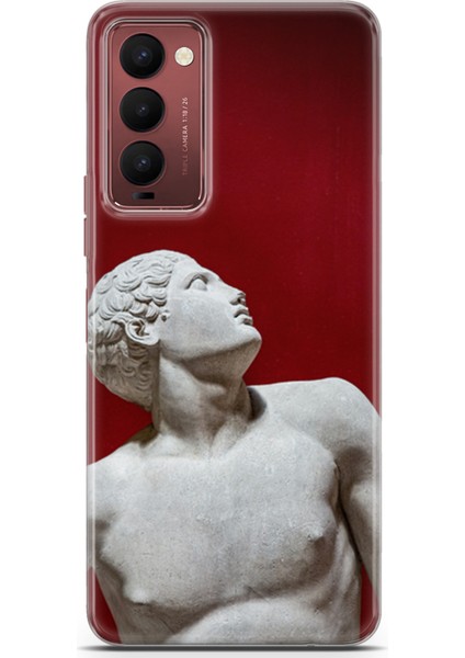 Tecno Camon 18 Kılıf Uv Baskılı Abxbi 2 Telefon Kabı Heykel Kırmızı
