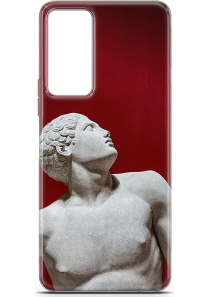 Tecno Camon 18 Kılıf Uv Baskılı Abxbi 2 Telefon Kabı Heykel Kırmızı