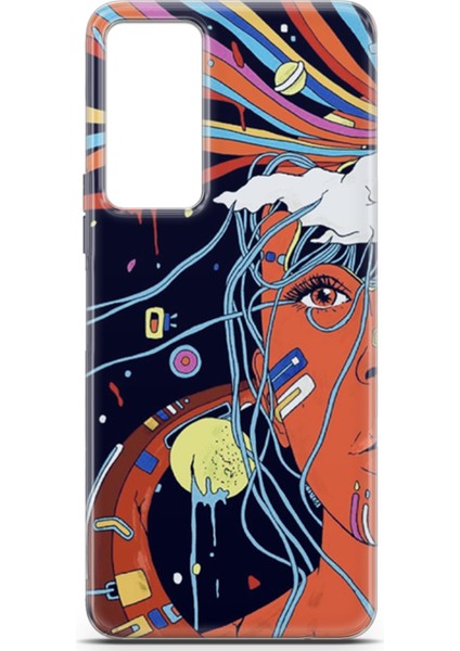 Tecno Camon 18 Kılıf Uv Baskılı Abxbi 3 Arka Kapak Soyut Yüz