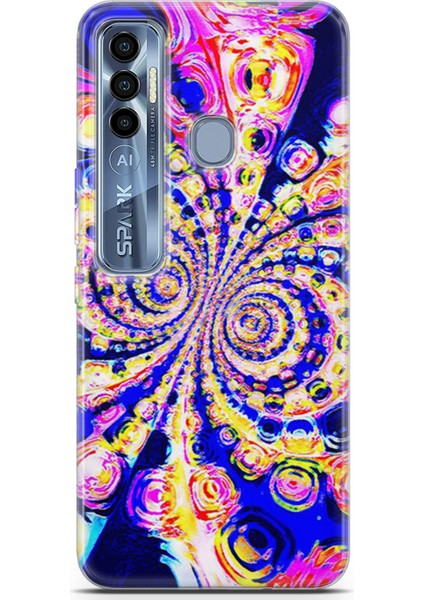 Tecno Spark 7 Pro Kılıf Uv Baskılı Abxbi 1 Telefon Kabı Renkli Hipnoz