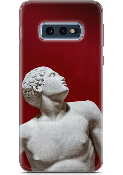 Samsung Galaxy S10E Kılıf Uv Baskılı Abxbi 2 Koruma Kılıfı Heykel Kırmızı
