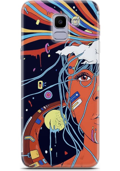 Samsung Galaxy J6 Kılıf Uv Baskılı Abxbi 3 Tasarım Soyut Yüz