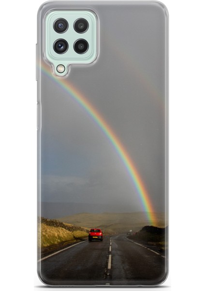 Samsung Galaxy M22 Kılıf Uv Baskılı Abxbi 6 Desenli Gökkuşağı