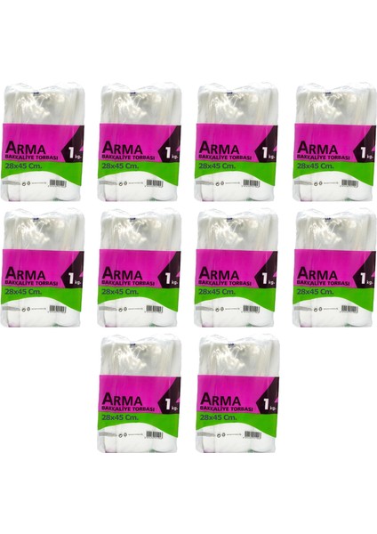 Naksan Arma Şeffaf Naylon 4 Lük 28X45 Cm. Bakkaliye Poşeti Torbası - 1 Kg. - Ort. 115 Adet - 10 Paket
