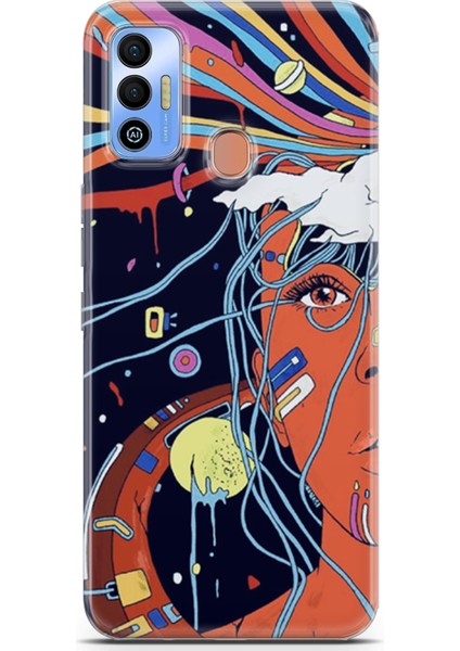 Tecno Spark 7t Kılıf Uv Baskılı Abxbi 3 Silikon Soyut Yüz