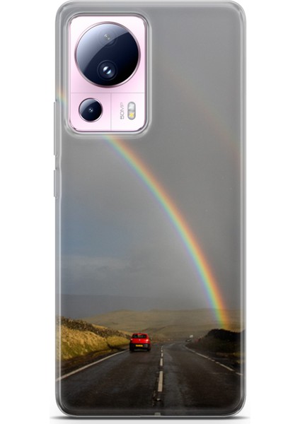 Xiaomi Mi 13 Lite Kılıf Uv Baskılı Abxbi 6 Arka Kapak Gökkuşağı