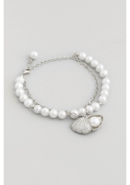 Saklı Inci 18 Ayar Beyaz Altın Kaplama 21 cm Gümüş Tasarım Bileklik fiyatları