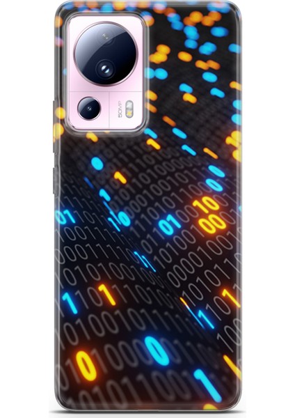 Xiaomi Mi 13 Lite Kılıf Uv Baskılı Abxbi 5 Darbe Emici Binary Kod