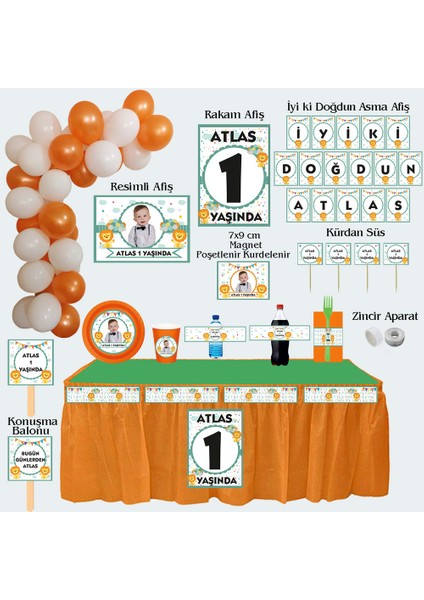 Aslan Temalı Kişiye Özel Doğum Günü Seti 10 Kişilik -131 Parça Dev Set