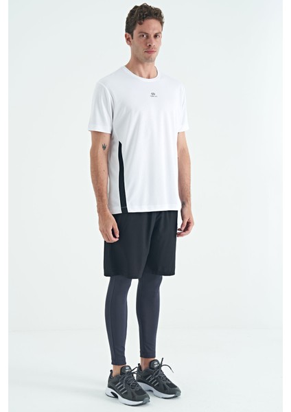 Antrasit Logo Baskılı Yüksel Bel Slim Fit Aktif Spor Erkek Tayt - 84989