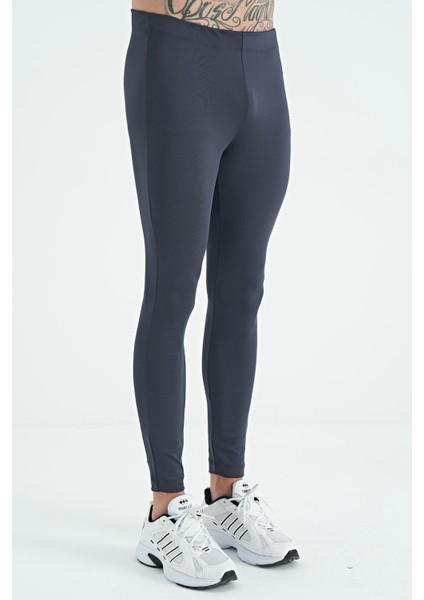 Antrasit Arka Bilek Baskı Detaylı Yüksek Bel Slim Fit Aktif Spor Erkek Tayt - 84988 fırsatları