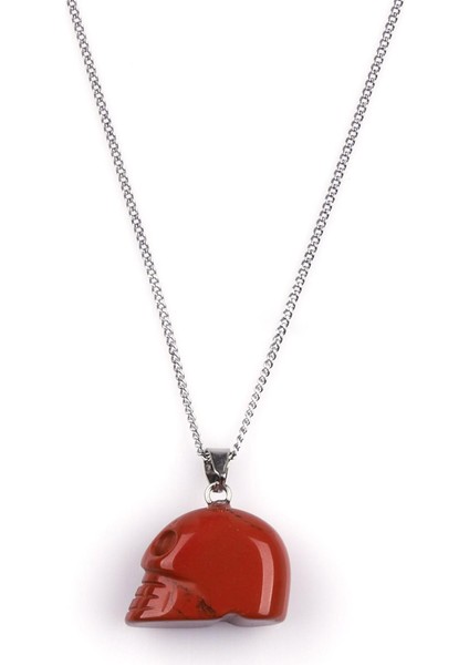 Red Jasper Doğal Taş Kuru Kafa Model Kolye
