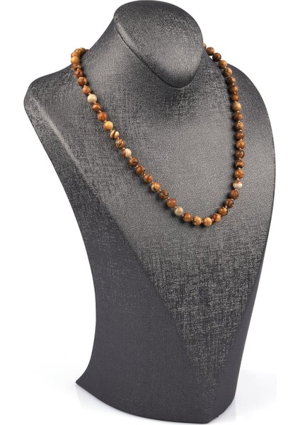 Picture Jasper Doğal Taş 6 mm Düğümlü Kolye fiyatları