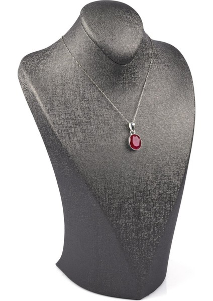Glass Filled Ruby ( Yakut ) Doğal Taş 925 Ayar Gümüş Kolye fiyatları