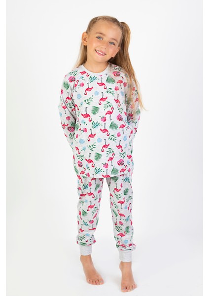 Kız Çocuk Baskılı Ince Basic Pijama Takımı
